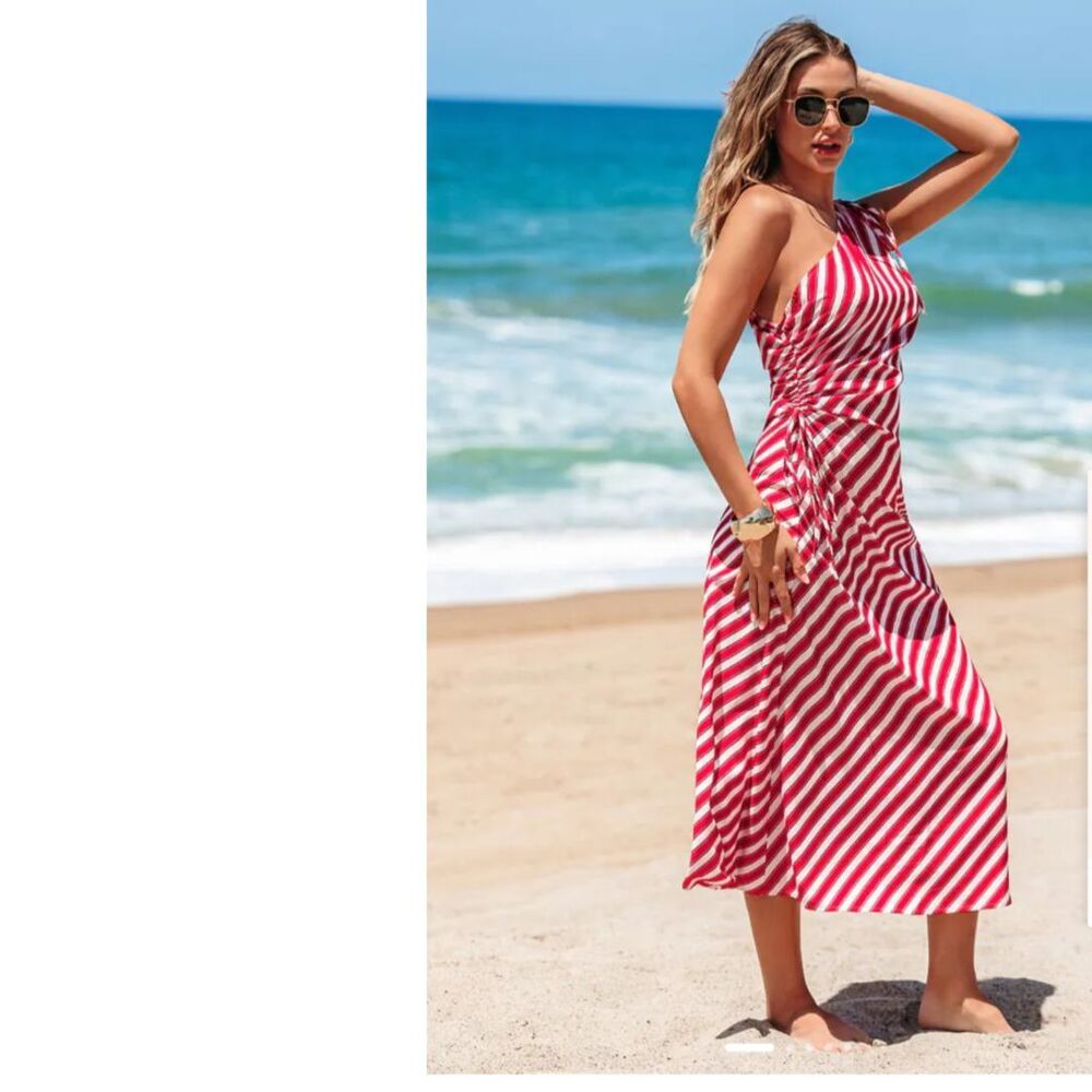 Cupshe Sugar Swirl Striped Maxi Dress Size S